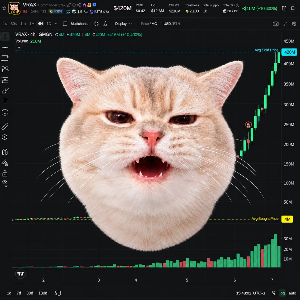 Commander Vrax PFP with the 420M Club background: a GMGN chart at a $420M market cap